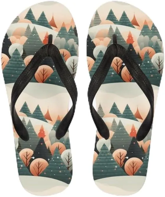Women Geometry Flip Flop Sandal, Sunset Butterfly Hotel Travel Footwear Lotus Comfort Slippers Flip Flop Sandals