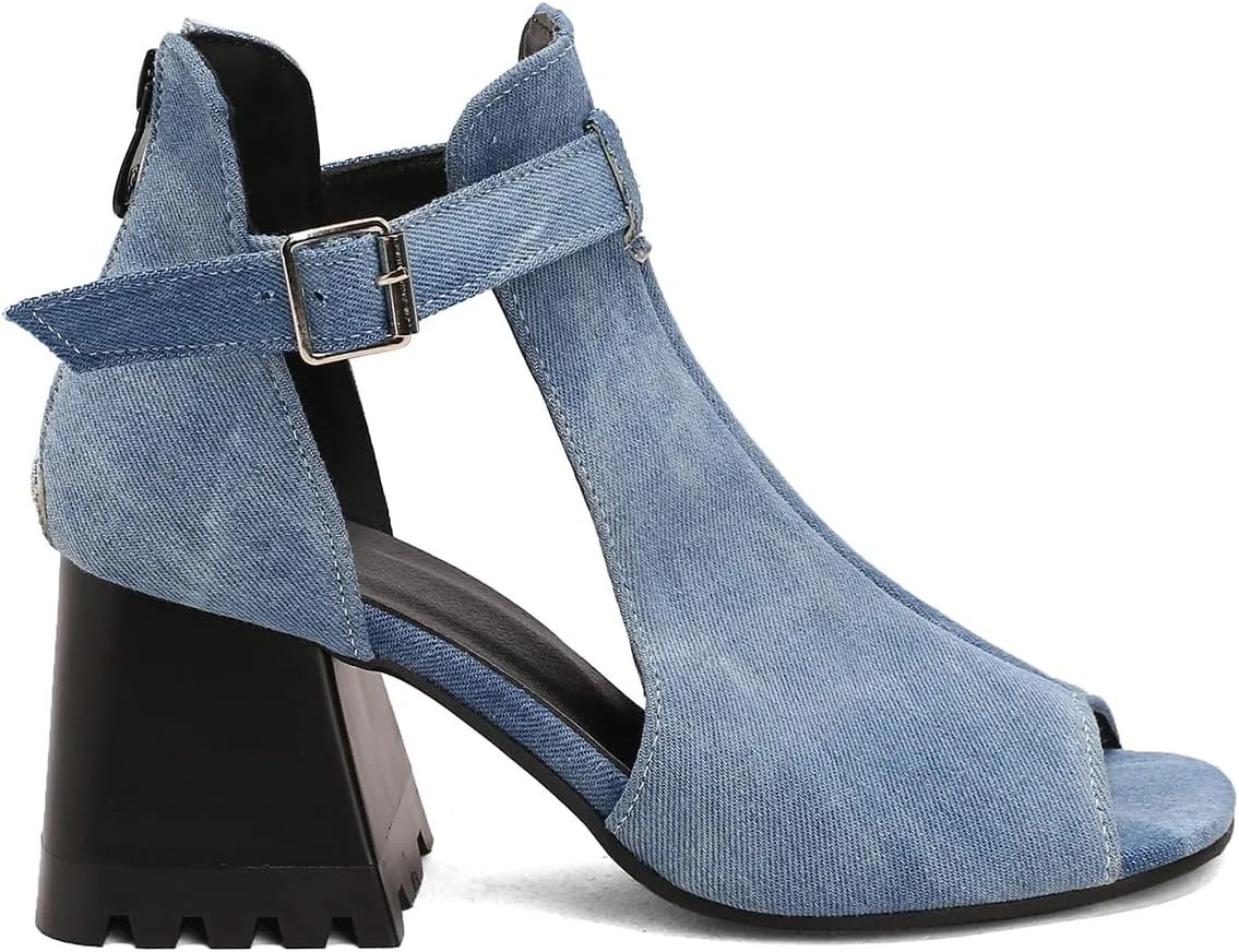 Women Heeled Sandals Peep Open Toe Ankle Boots Mid Chunky Block Heel Cutout Booties Sandals Zipper Lace Up Ankle Strap Dress Sandal Pumps Shoes Suede Crocodile Snakeskin Chic Size 4-15 M US
