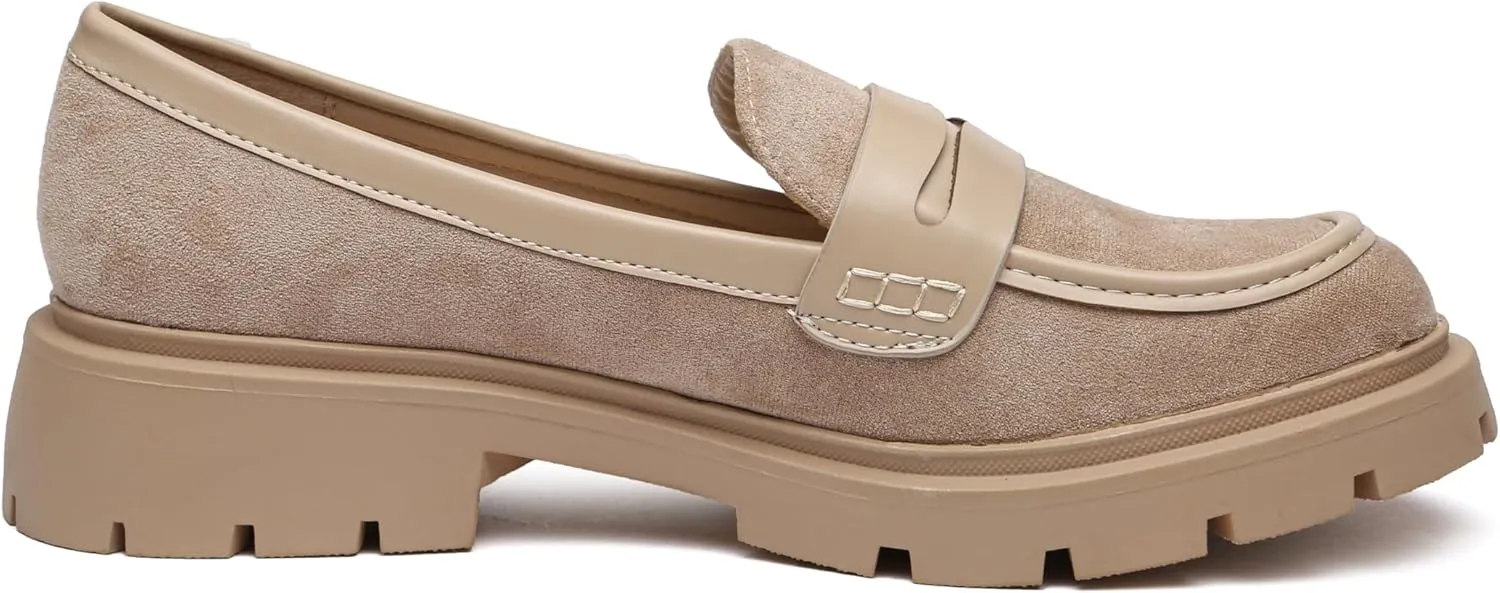 Women Penny Loafers Casual Hollow Out Slip On Chunky Platform Loafers Work Shopping Travel Shoes