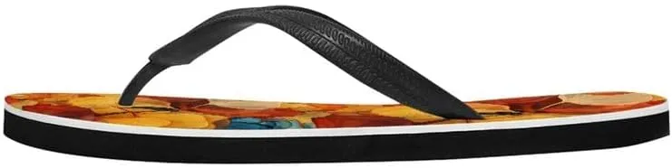 Women Retro Flip Flop Sandal Ginkgo Leaves Casual Thong Sandals Rose Feather Couple Beach Sandals Indoor or Outdoor