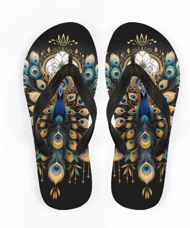 Women Retro Flip Flop Sandal Ginkgo Leaves Casual Thong Sandals Rose Feather Couple Beach Sandals Indoor or Outdoor