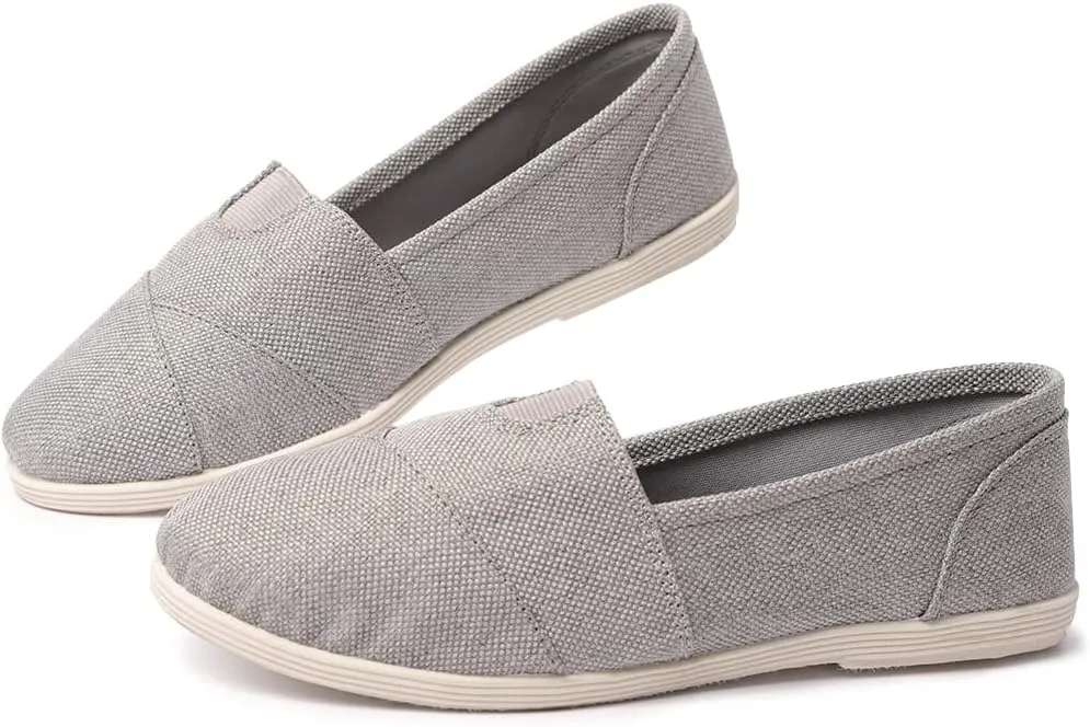Womens Alpargata Slip On Loafer Flat Shoes Soft Daily Slip-On Casual Arch Support Sneaker Classic Flats Breathable Women's Loafer Canvas Walking Shoes