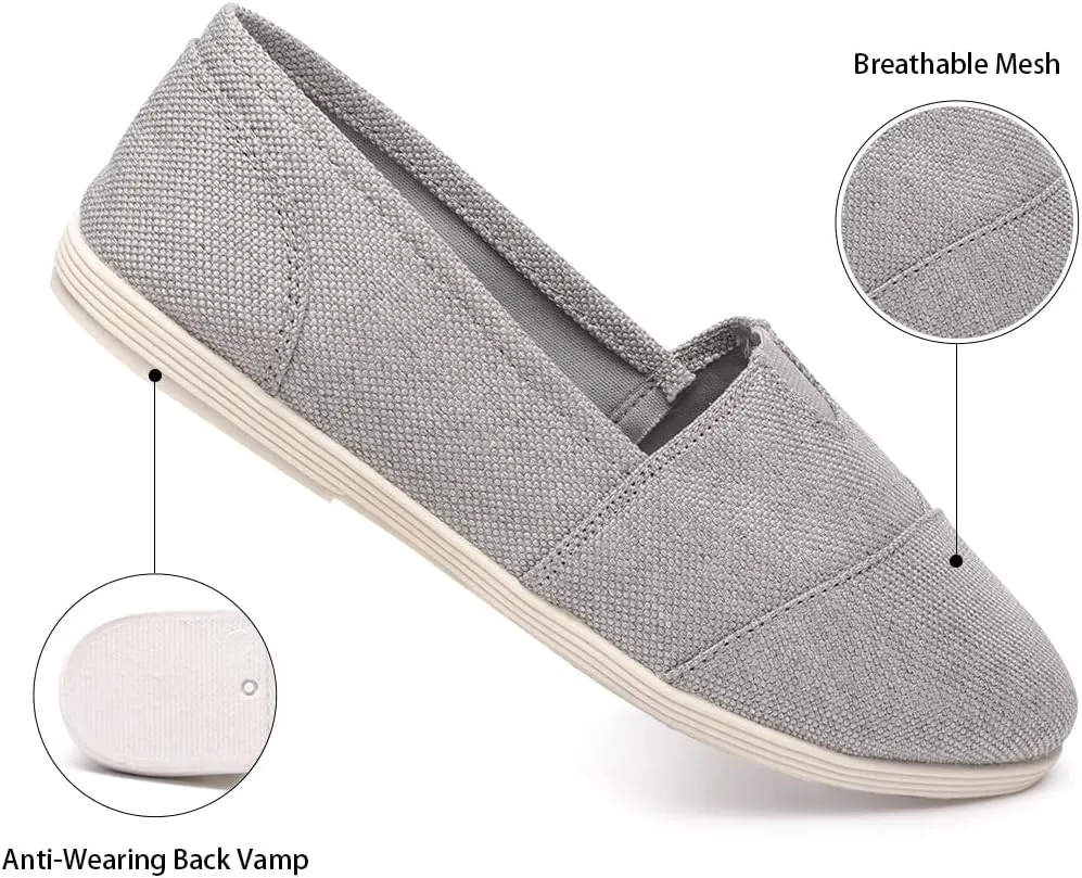 Womens Alpargata Slip On Loafer Flat Shoes Soft Daily Slip-On Casual Arch Support Sneaker Classic Flats Breathable Women's Loafer Canvas Walking Shoes