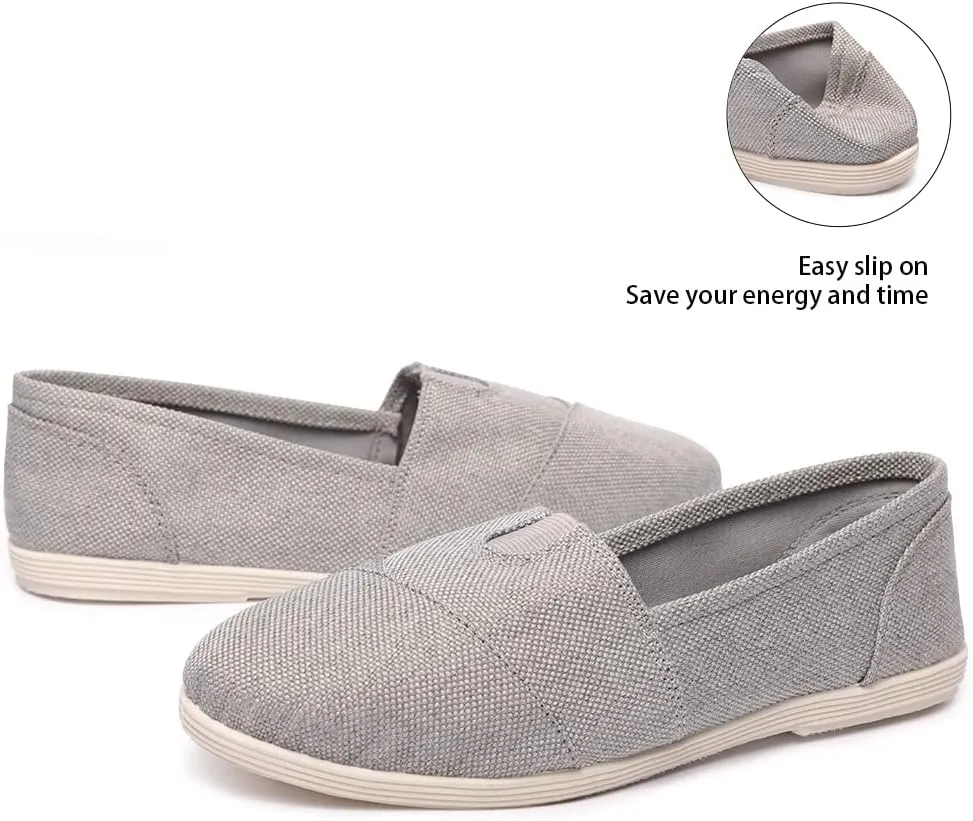 Womens Alpargata Slip On Loafer Flat Shoes Soft Daily Slip-On Casual Arch Support Sneaker Classic Flats Breathable Women's Loafer Canvas Walking Shoes