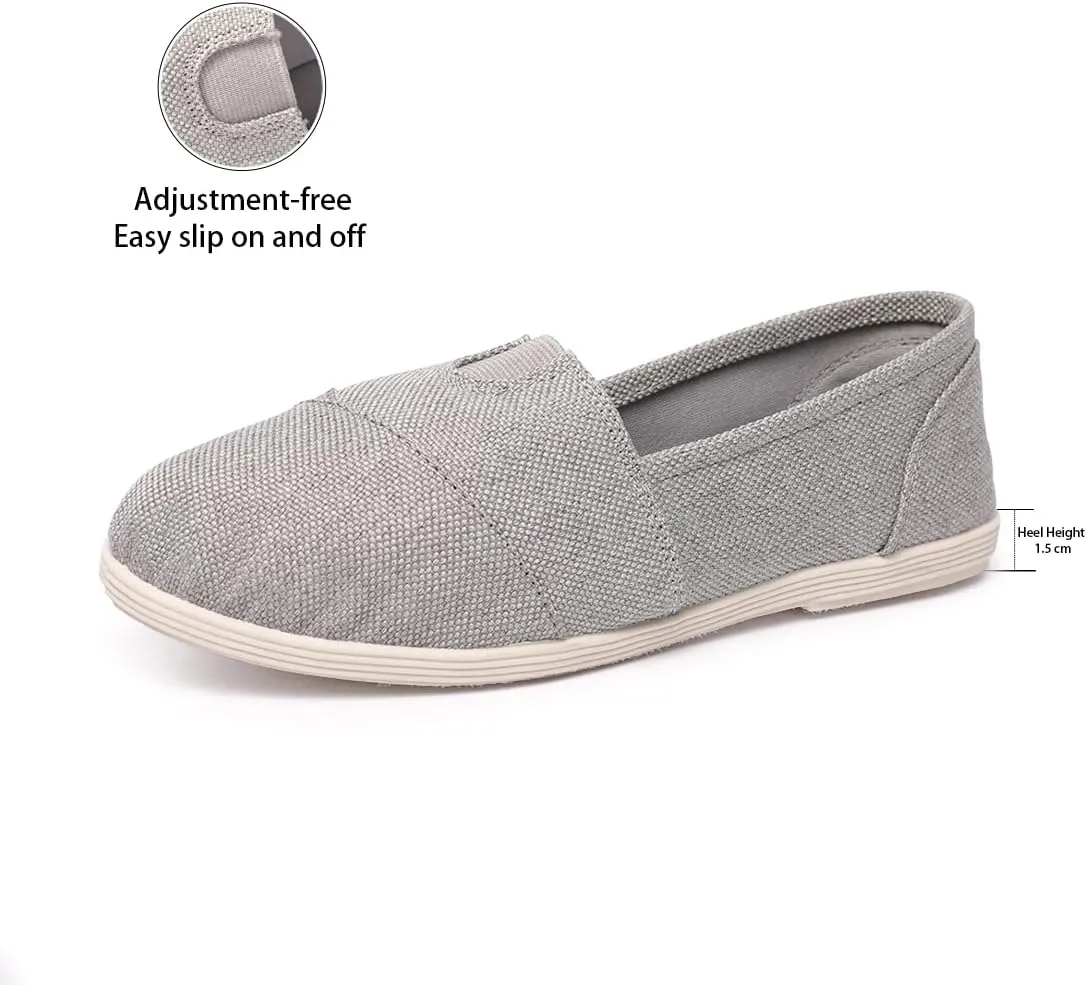 Womens Alpargata Slip On Loafer Flat Shoes Soft Daily Slip-On Casual Arch Support Sneaker Classic Flats Breathable Women's Loafer Canvas Walking Shoes