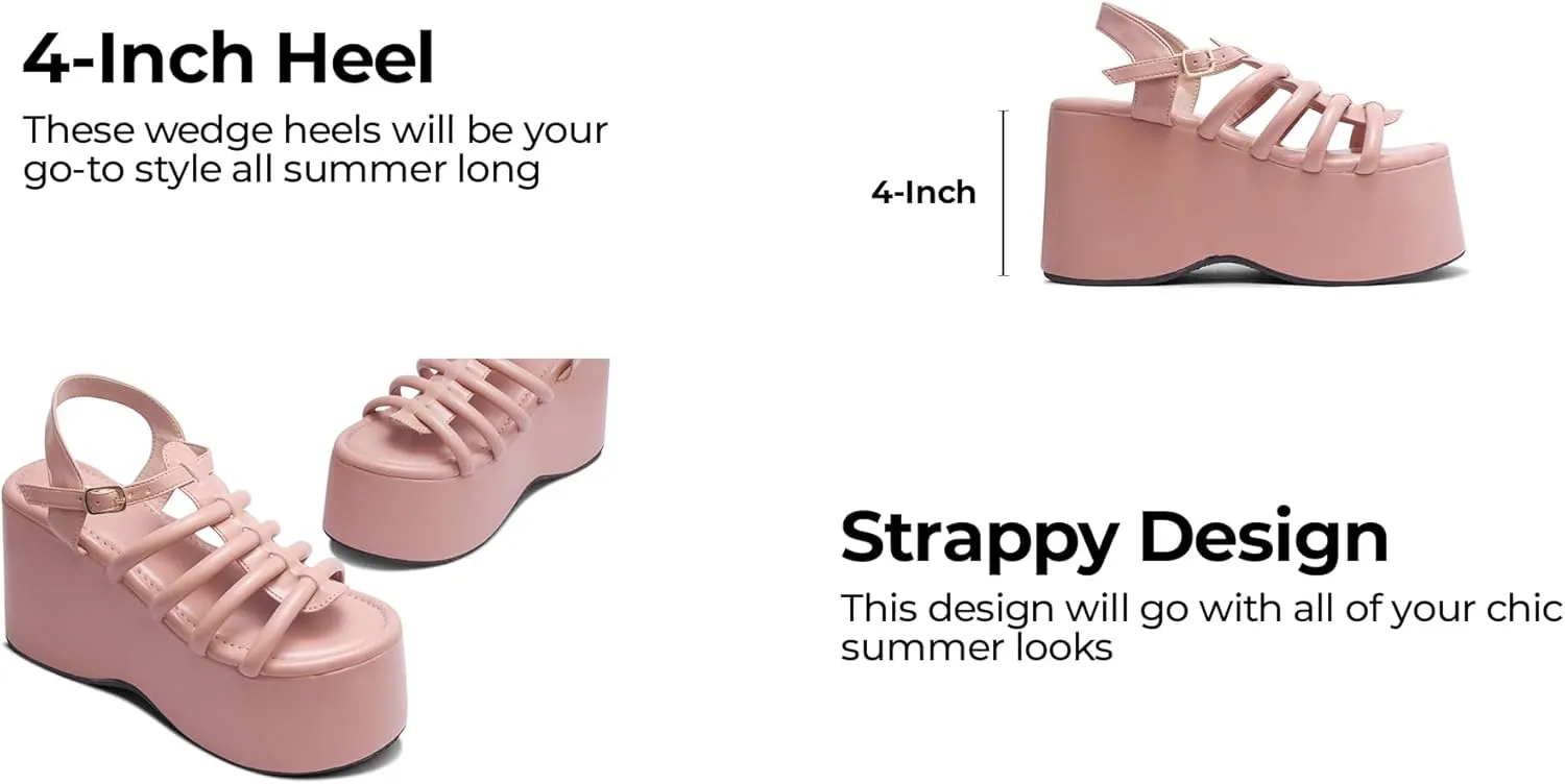 Women's & Girls' Peach Wedges Platform Shoes – Stylish and Comfortable Heels for Casual, Work, and Special Occasions