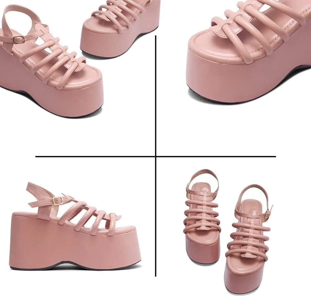 Women's & Girls' Peach Wedges Platform Shoes – Stylish and Comfortable Heels for Casual, Work, and Special Occasions
