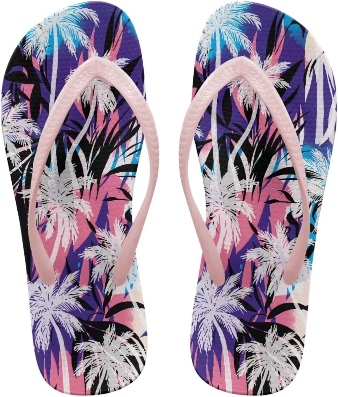 Women's Beach Flip-Flops Tropical Style Lightweight Thong Sandals with EVA Sole Non-Slip Pool Shower Slippers