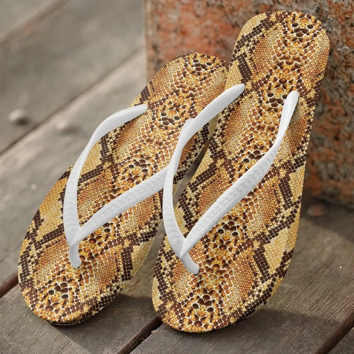 Women's Beach Flip-Flops Tropical Style Lightweight Thong Sandals with EVA Sole Non-Slip Pool Shower Slippers