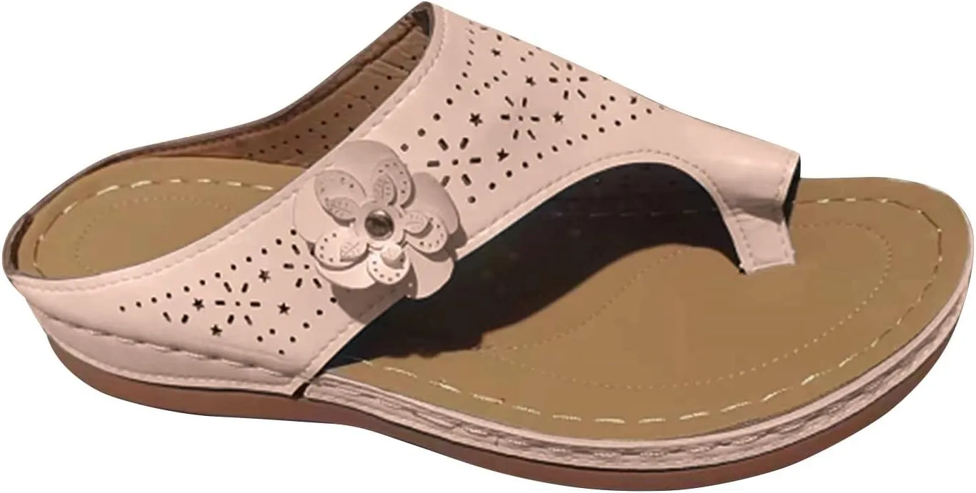 Women's Breathe Bunion Summer Sandal Hollow Out Solid Platform Clip Toe Slipper Arch Support Beach Casual Sandals