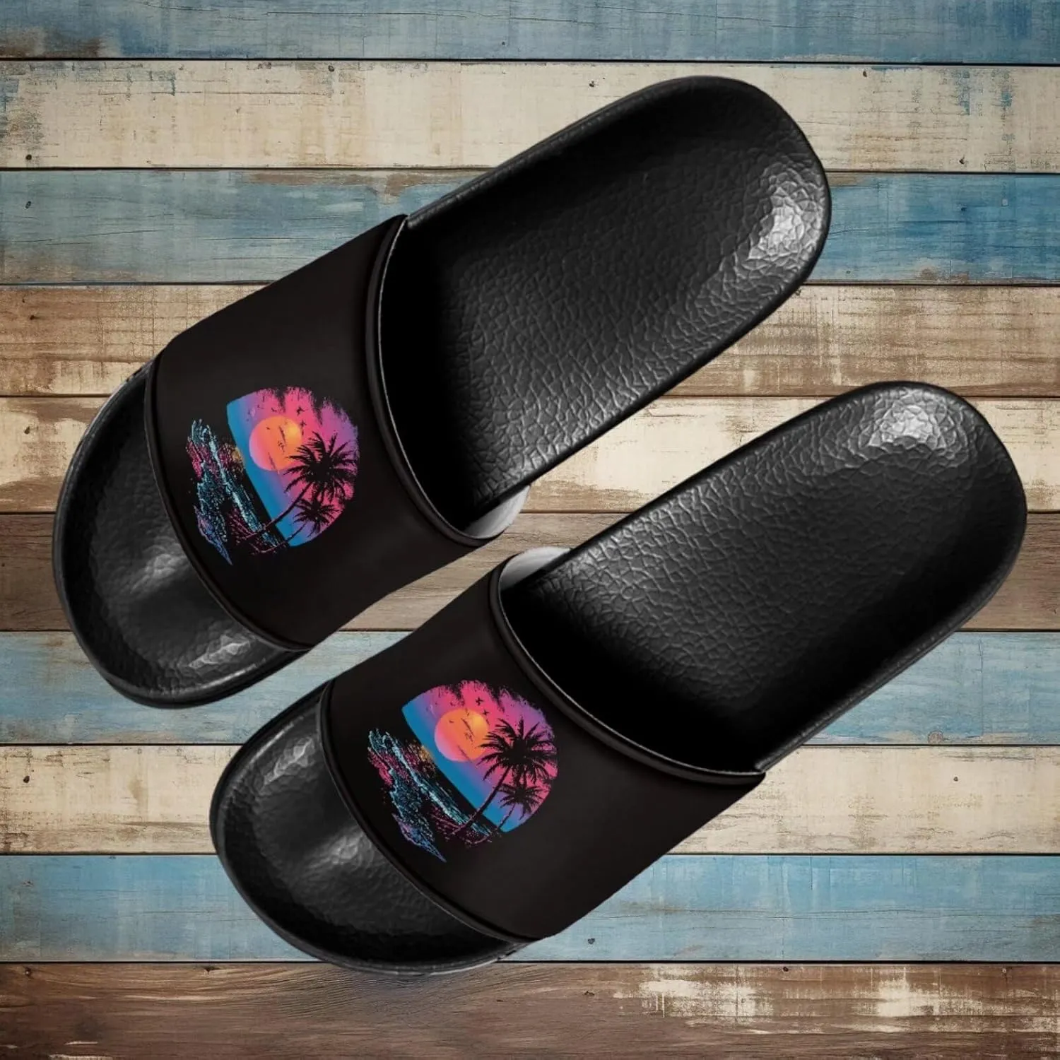 Women's Casual Slide Sandals, Soft Sole Non-Slip Open Toe EVA Flat Sandals Bathroom Shower Sandal