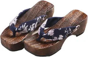 Women's Clogs Flip Flops Geta Slippers,Two-Teeth Japanese Traditional Thick Soled High Heel Slippers,Japanese Traditional Clogs Slippers,High-Heeled Crescent Shaped (Size:EU 40,Color:White)