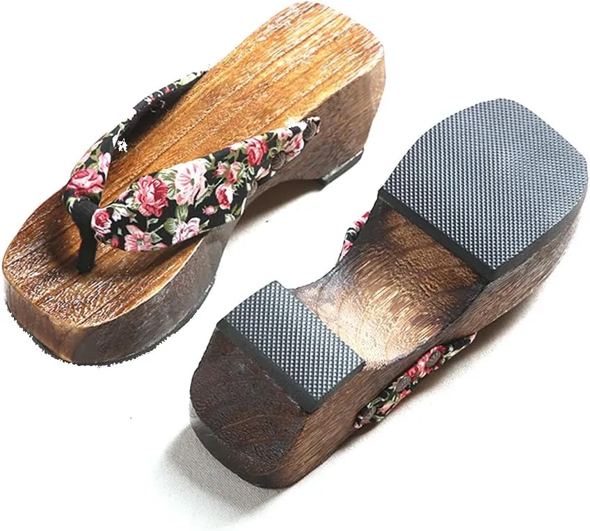Women's Clogs Flip Flops Geta Slippers,Two-Teeth Japanese Traditional Thick Soled High Heel Slippers,Japanese Traditional Clogs Slippers,High-Heeled Crescent Shaped (Size:EU 40,Color:White)