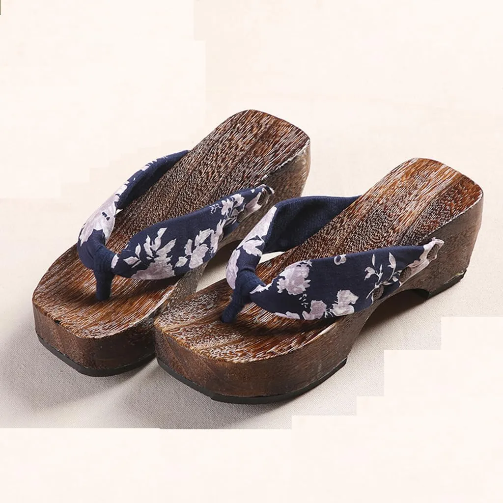 Women's Clogs Flip Flops Geta Slippers,Two-Teeth Japanese Traditional Thick Soled High Heel Slippers,Japanese Traditional Clogs Slippers,High-Heeled Crescent Shaped (Size:EU 40,Color:White)