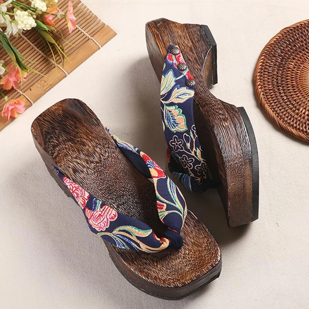 Women's Clogs Flip Flops Geta Slippers,Two-Teeth Japanese Traditional Thick Soled High Heel Slippers,Japanese Traditional Clogs Slippers,High-Heeled Crescent Shaped (Size:EU 40,Color:White)