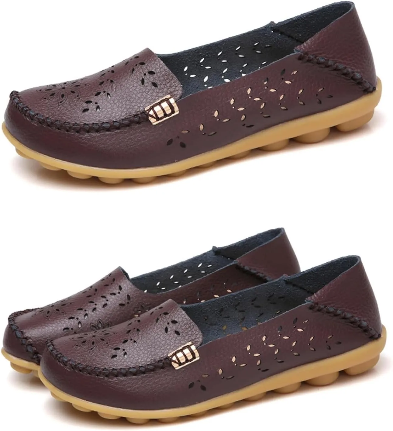 Women's Comfort Walking Boat Shoe Slip on Flat Shoes Ladies Dressy Moccasins Driving Penny Loafers Leather Breathable On Nurse Loafer Round Toe Wild Fashion Soft Orthopedic Sole Flats Casual
