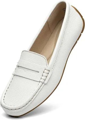 Women's Comfortable & Lightweight Leather Penny Loafers Slip-Ons Cute Business Casual Dress Shoes Work Office Flats Everyday Walking Shoes Driving Mocs for Women