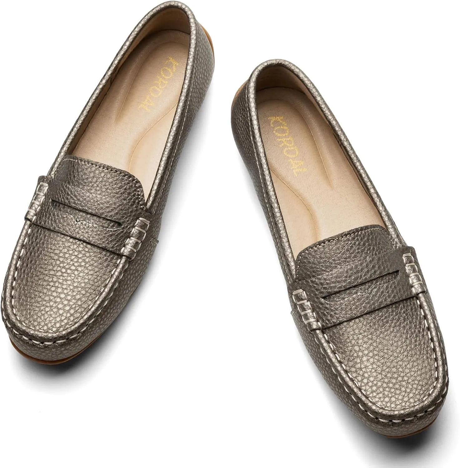 Women's Comfortable & Lightweight Leather Penny Loafers Slip-Ons Cute Business Casual Dress Shoes Work Office Flats Everyday Walking Shoes Driving Mocs for Women