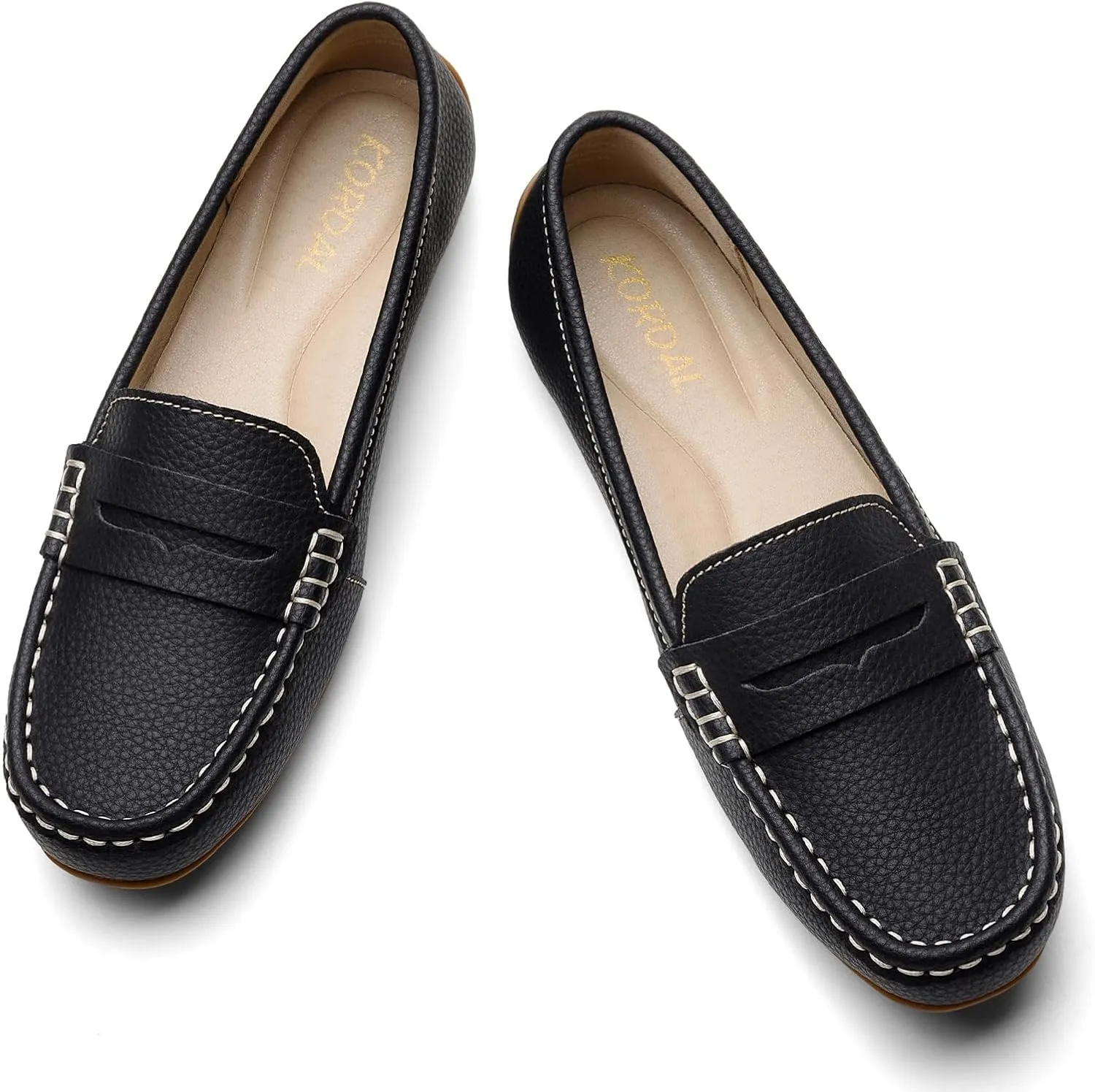 Women's Comfortable & Lightweight Leather Penny Loafers Slip-Ons Cute Business Casual Dress Shoes Work Office Flats Everyday Walking Shoes Driving Mocs for Women