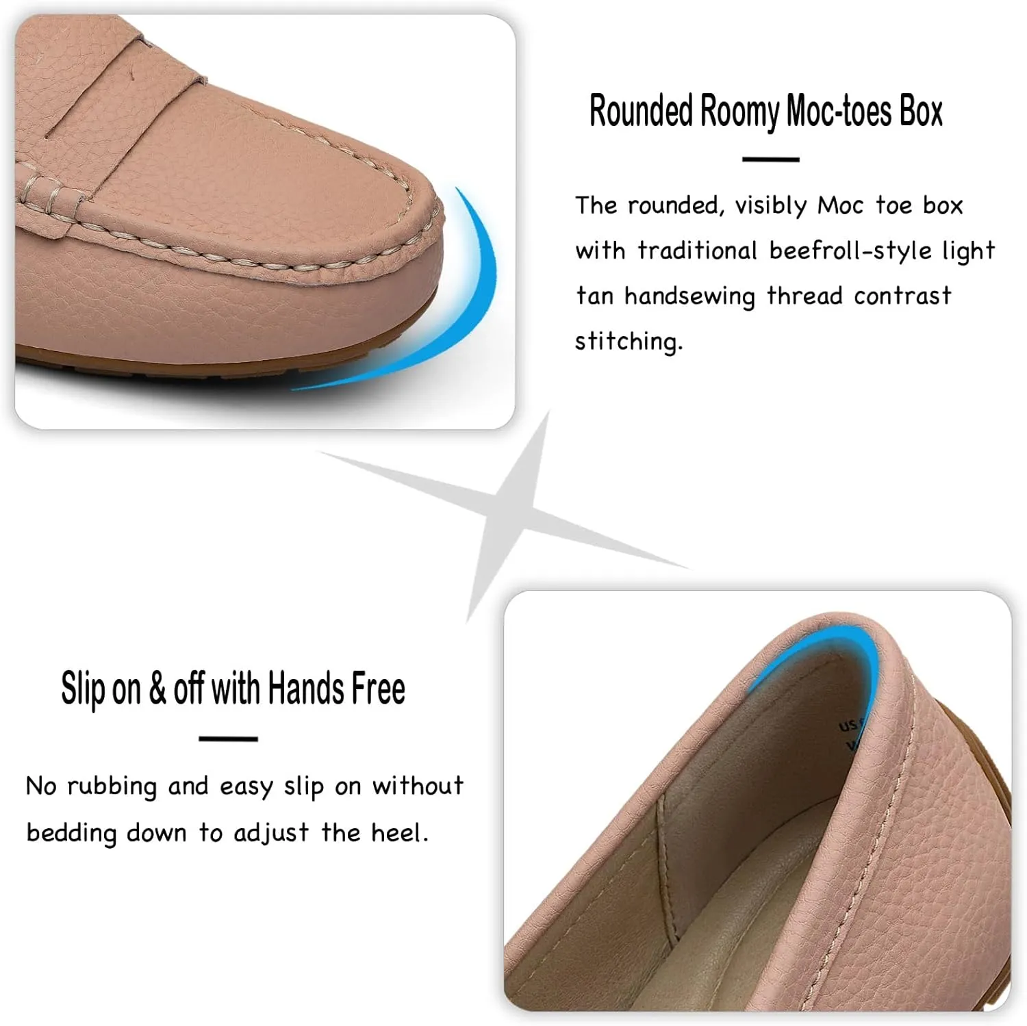 Women's Comfortable & Lightweight Leather Penny Loafers Slip-Ons Cute Business Casual Dress Shoes Work Office Flats Everyday Walking Shoes Driving Mocs for Women