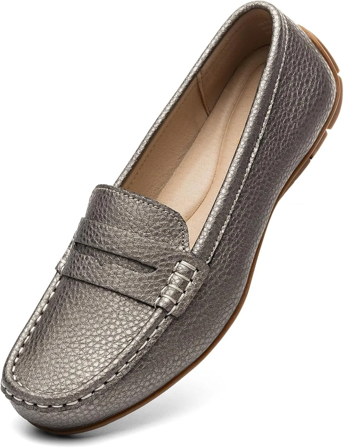 Women's Comfortable & Lightweight Leather Penny Loafers Slip-Ons Cute Business Casual Dress Shoes Work Office Flats Everyday Walking Shoes Driving Mocs for Women
