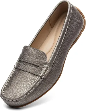 Women's Comfortable & Lightweight Leather Penny Loafers Slip-Ons Cute Business Casual Dress Shoes Work Office Flats Everyday Walking Shoes Driving Mocs for Women