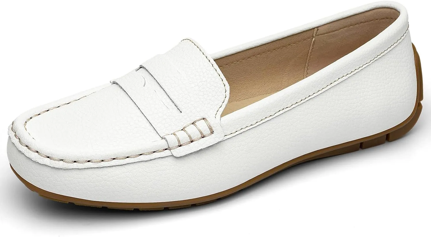Women's Comfortable & Lightweight Leather Penny Loafers Slip-Ons Cute Business Casual Dress Shoes Work Office Flats Everyday Walking Shoes Driving Mocs for Women