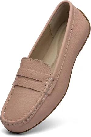 Women's Comfortable & Lightweight Leather Penny Loafers Slip-Ons Cute Business Casual Dress Shoes Work Office Flats Everyday Walking Shoes Driving Mocs for Women