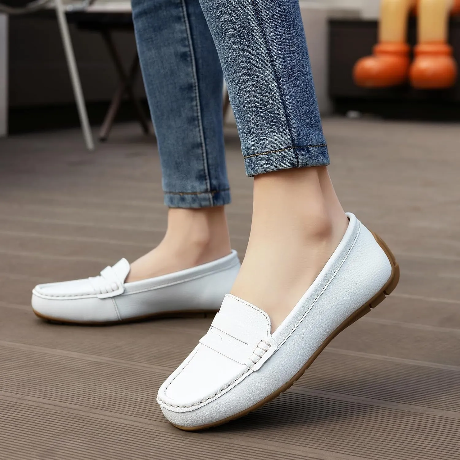Women's Comfortable & Lightweight Leather Penny Loafers Slip-Ons Cute Business Casual Dress Shoes Work Office Flats Everyday Walking Shoes Driving Mocs for Women