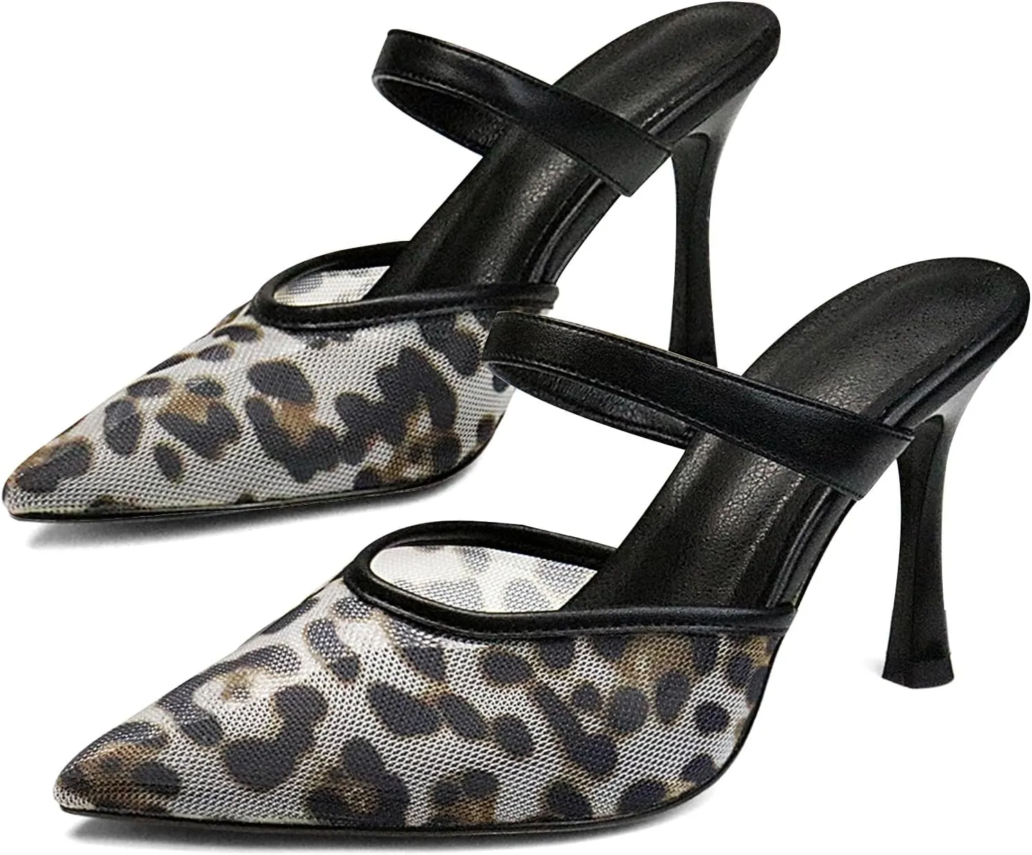 Women's Comfortable Mesh Mule Heels - Pointed Toe, Arch Support & Memory Foam Insole for All-Day Wear