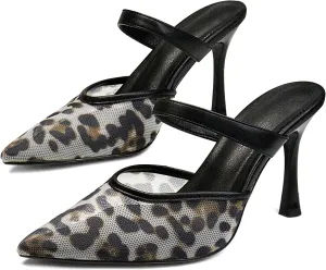 Women's Comfortable Mesh Mule Heels - Pointed Toe, Arch Support & Memory Foam Insole for All-Day Wear