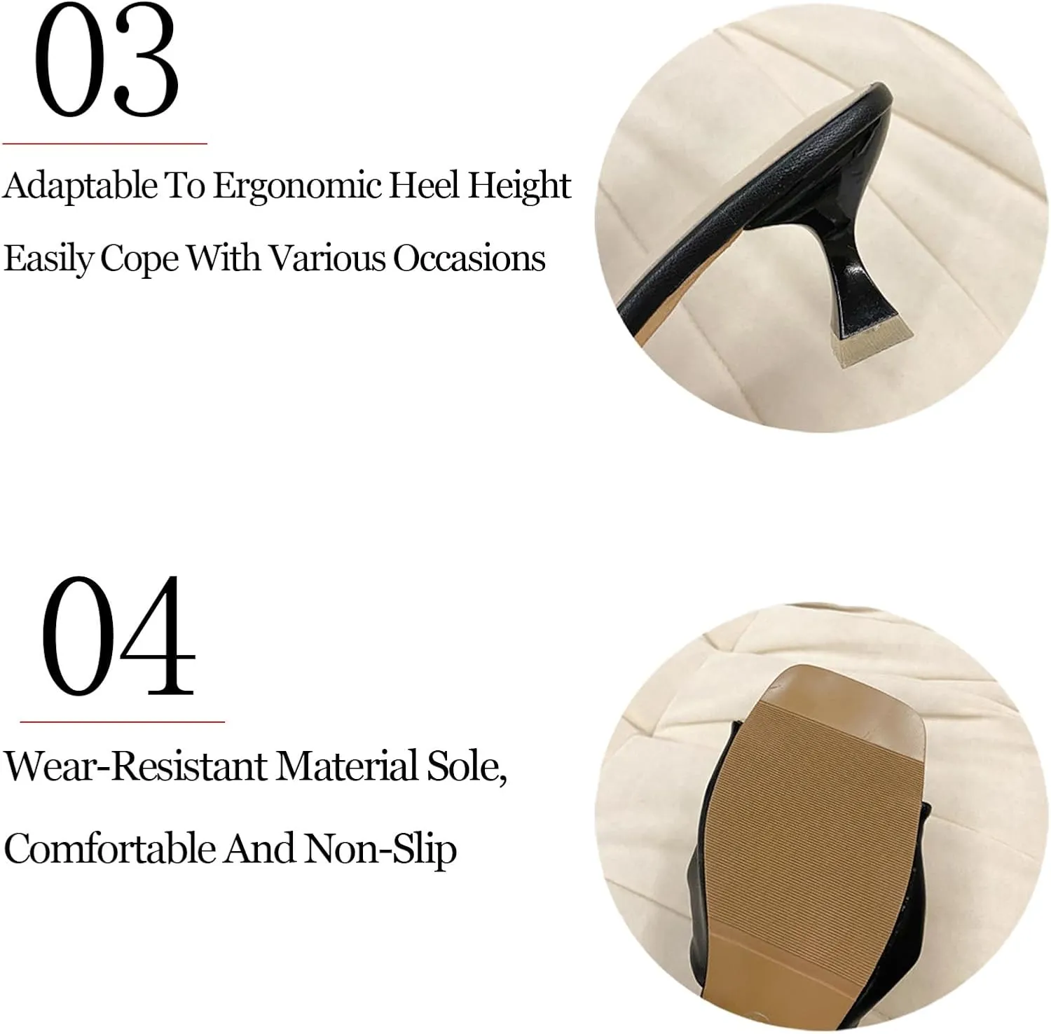 Women's Cross Strap Leather Kitten Heel Slip-On Sandals Fashion Square Open Toe Low Heel Party Mule Sandals for Daily Outdoor Evening Dating