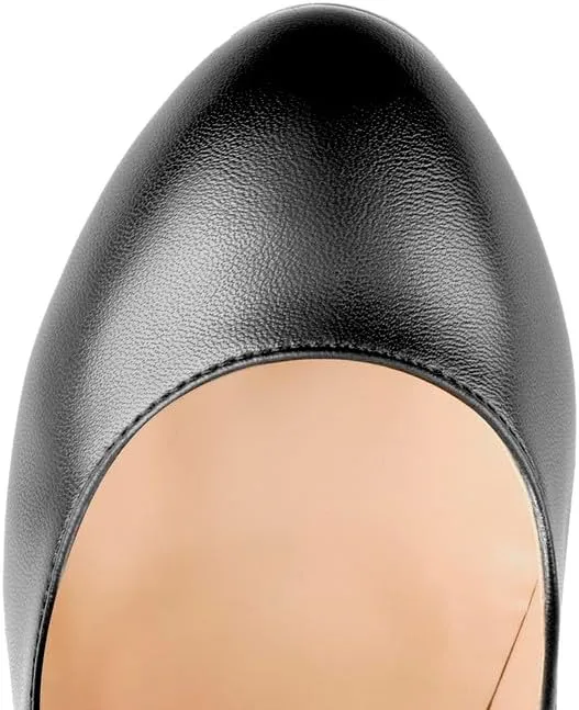 Women's Double Platform Round Closed Toe Stiletto High Heel Pumps