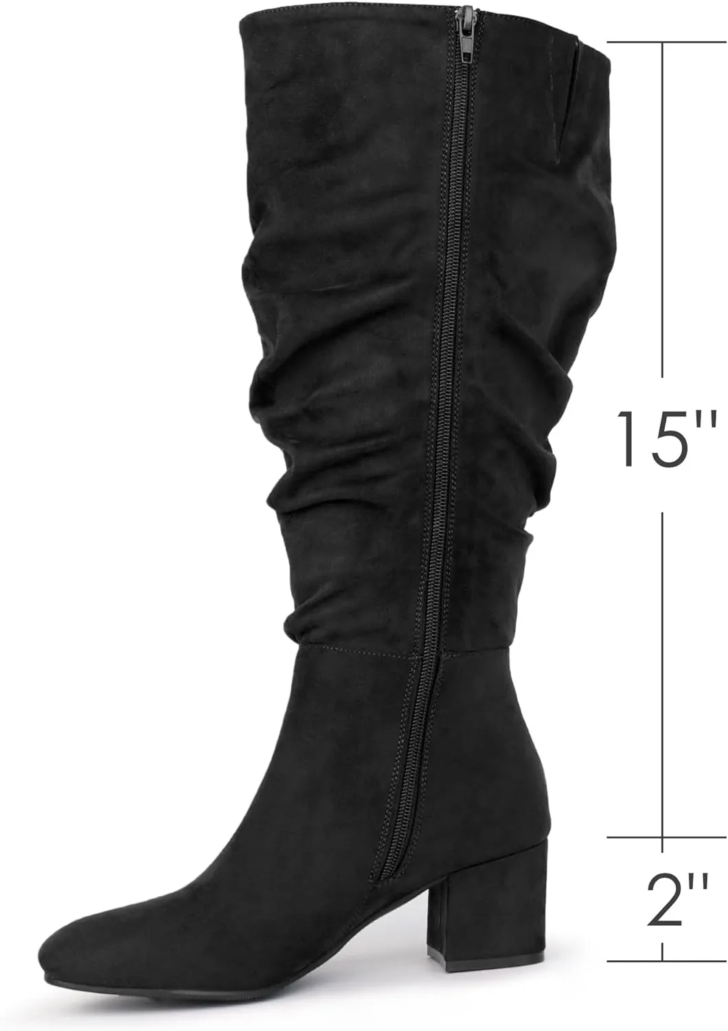 Women's Extra Wide Calf Dress Boots Slouchy Suede Boots with Block Heel
