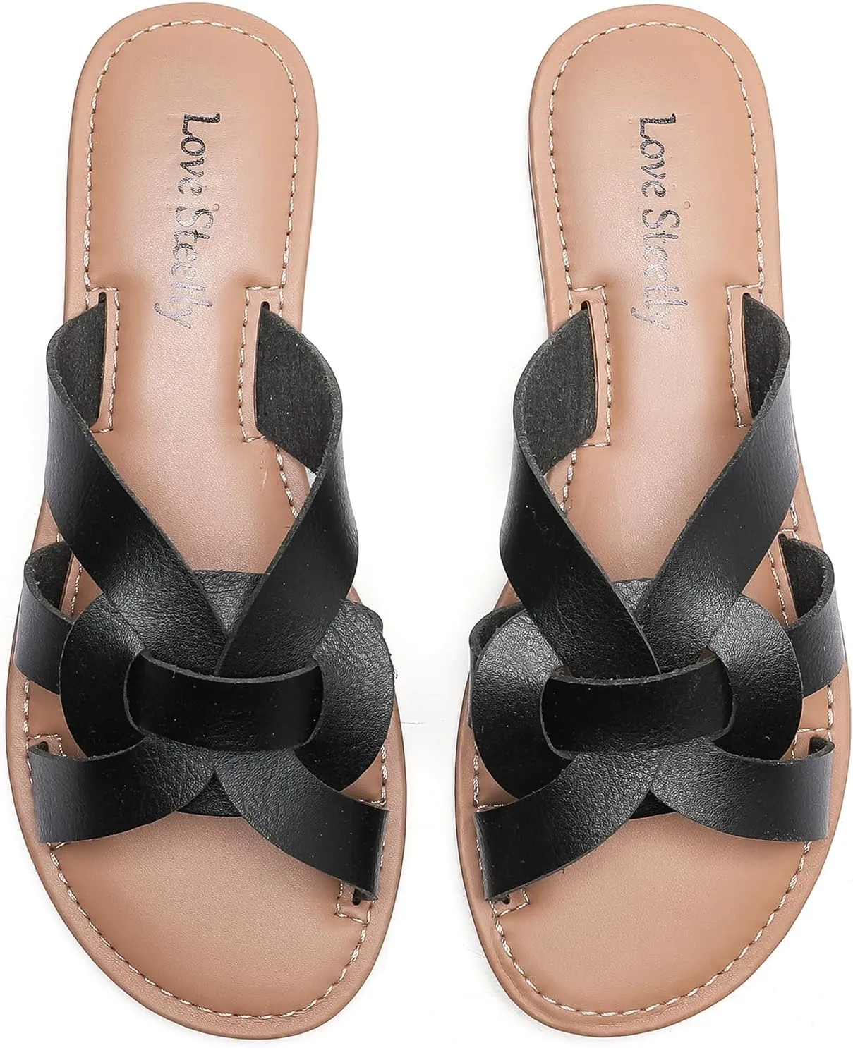 Women's Flat Sandals, Flip Flop Slides Sandal Casual Strapy Sandal Slip on Summer Beach Shoes for Women.