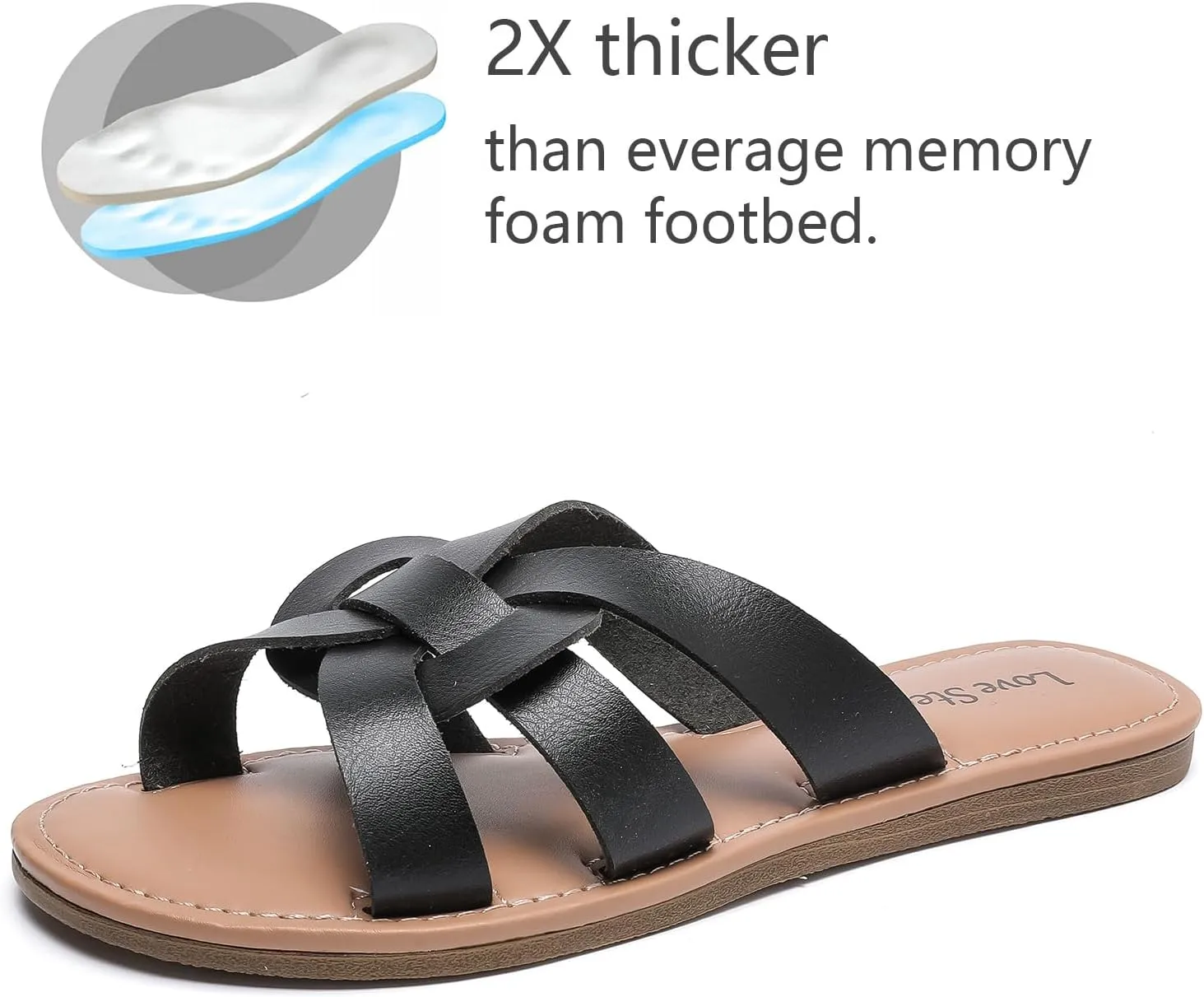 Women's Flat Sandals, Flip Flop Slides Sandal Casual Strapy Sandal Slip on Summer Beach Shoes for Women.