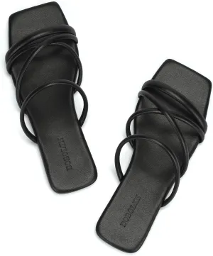 Women's Flat Sandals Strappy Square Open Toe Slide Sandals Dressy Comfortable Wide Feet Friendly