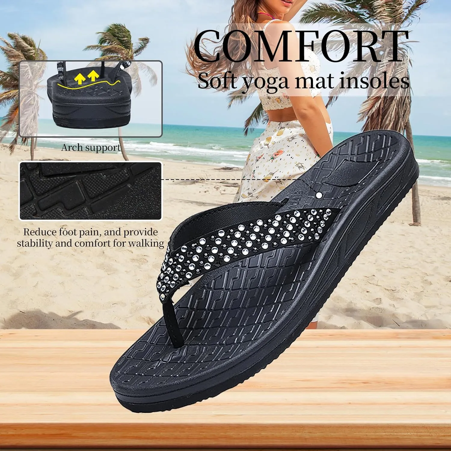 Women's flip-flops Sandals Summer beach slippers Classic comfort Lightweight casual non-slip durable flip-flops suitable for indoor and outdoor