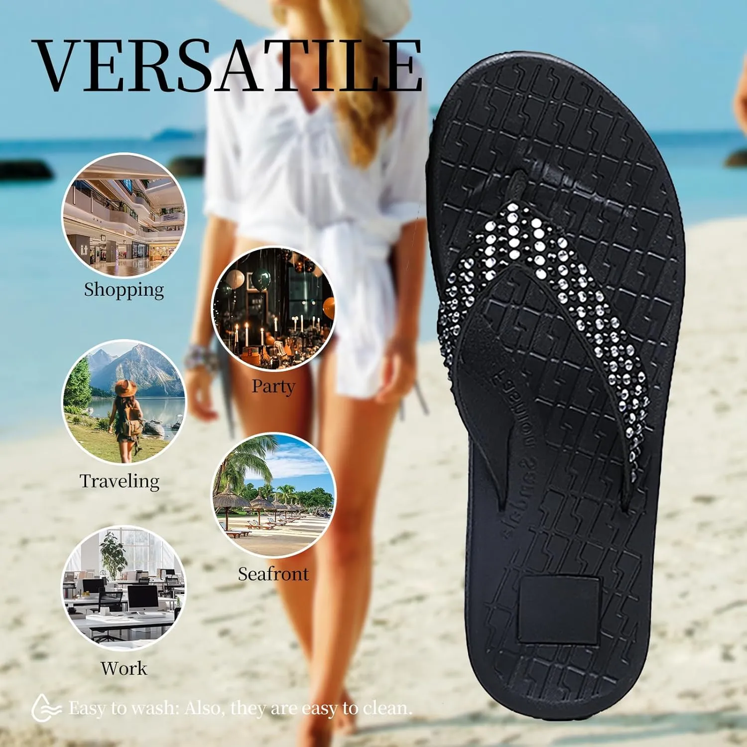 Women's flip-flops Sandals Summer beach slippers Classic comfort Lightweight casual non-slip durable flip-flops suitable for indoor and outdoor