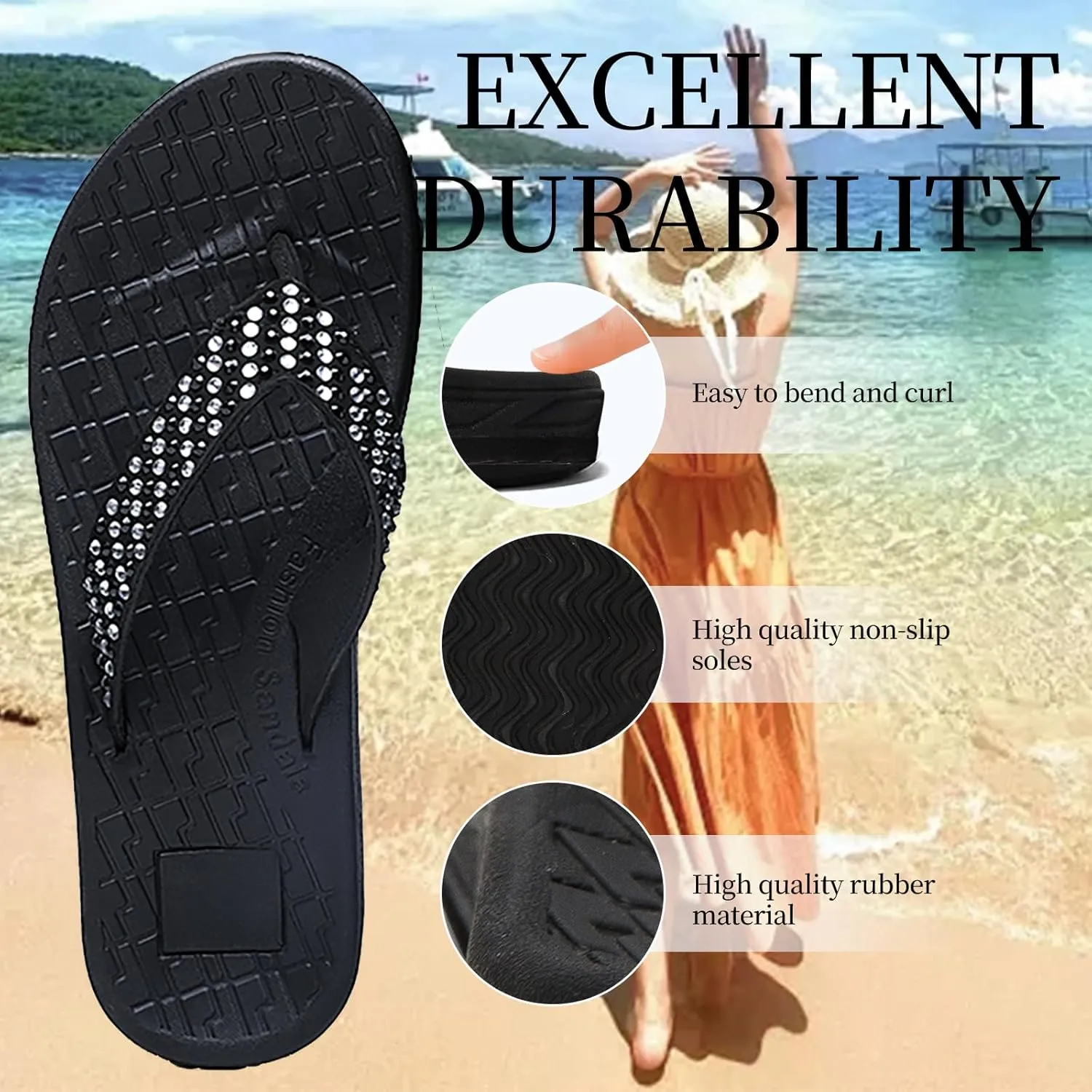 Women's flip-flops Sandals Summer beach slippers Classic comfort Lightweight casual non-slip durable flip-flops suitable for indoor and outdoor