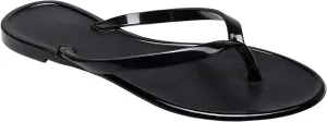 Womens Flip Flops Thong Sandals Jelly Shoes Flat for Ladies Slides Black Slippers Size 9 Slip On Summer Beach Dressy