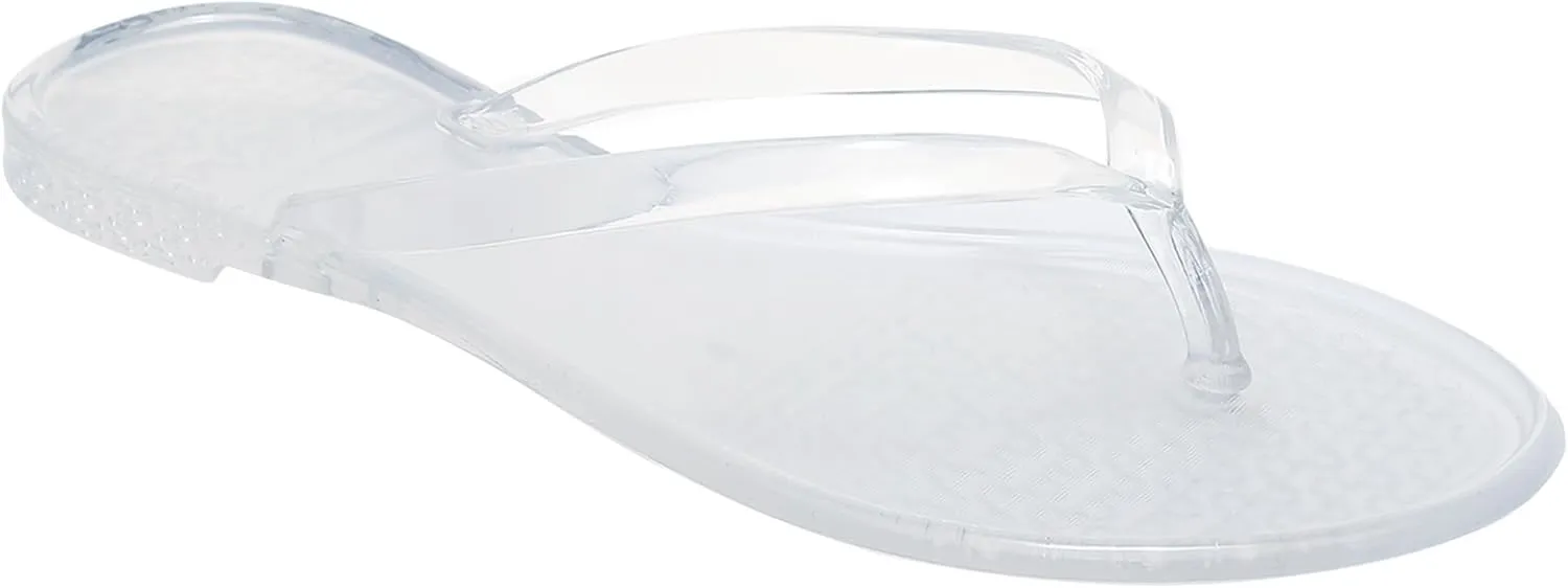 Womens Flip Flops Thong Sandals Jelly Shoes Flat for Ladies Slides Black Slippers Size 9 Slip On Summer Beach Dressy