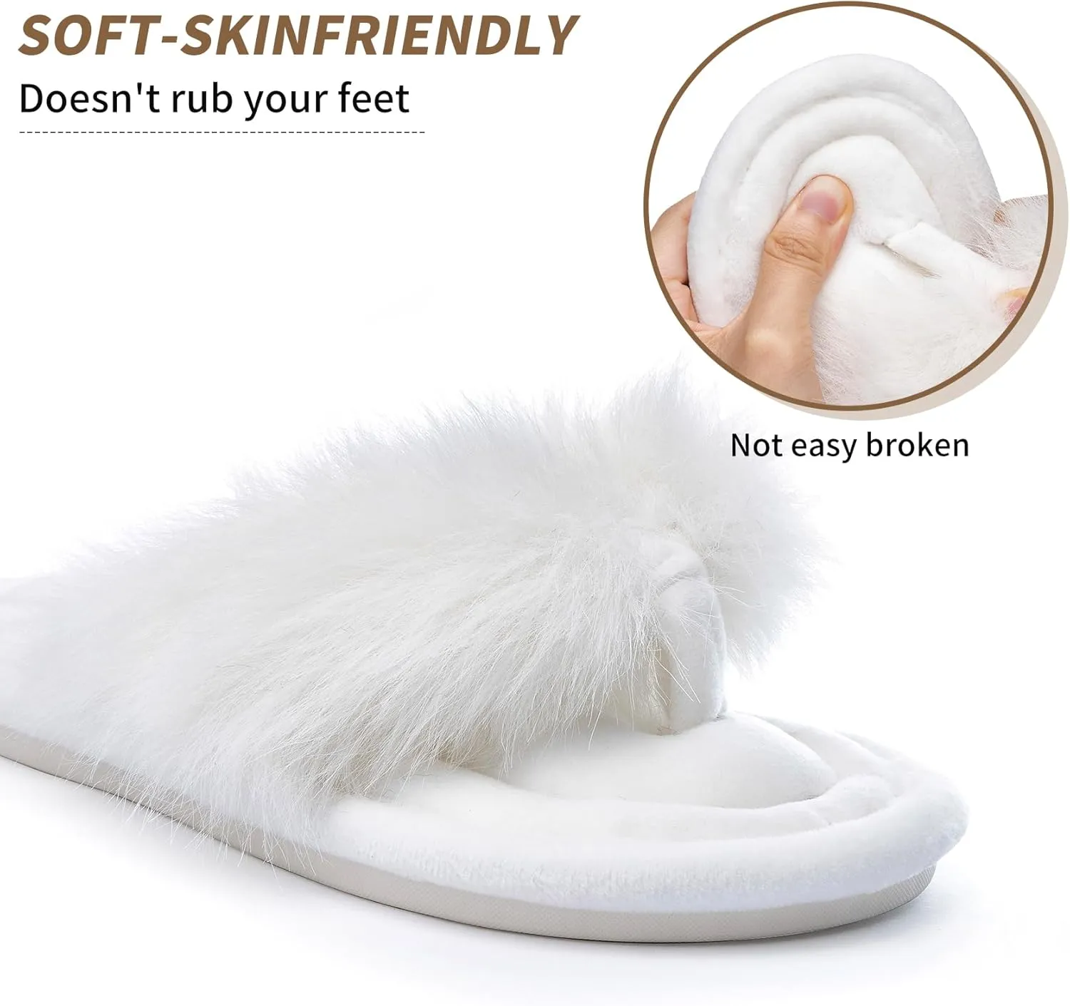 Womens Fuzzy Slippers with Box Memory Foam Soft Gifts for Women Mom Ladies Open Toe Fluffy Faux Fur Flip Flop Thong Slippers Bedroom Indoor Slides Shoe Birthday Valentines