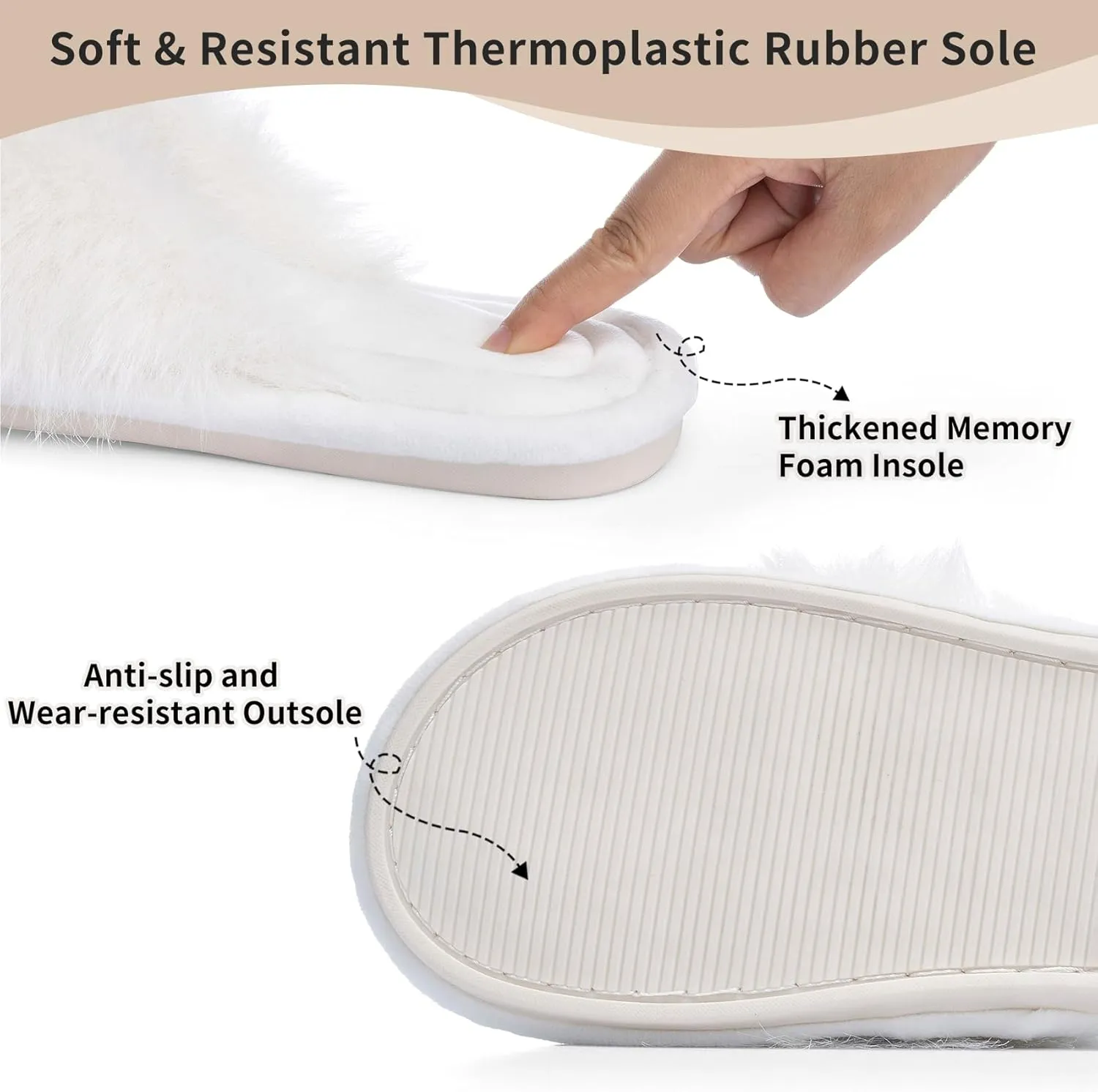 Womens Fuzzy Slippers with Box Memory Foam Soft Gifts for Women Mom Ladies Open Toe Fluffy Faux Fur Flip Flop Thong Slippers Bedroom Indoor Slides Shoe Birthday Valentines