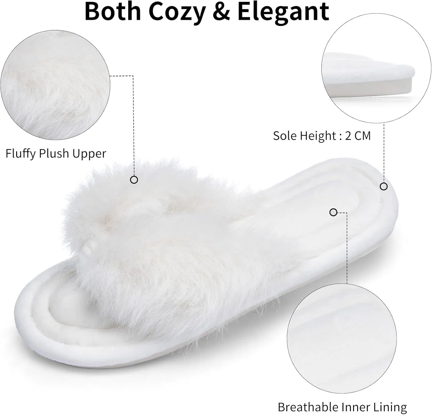 Womens Fuzzy Slippers with Box Memory Foam Soft Gifts for Women Mom Ladies Open Toe Fluffy Faux Fur Flip Flop Thong Slippers Bedroom Indoor Slides Shoe Birthday Valentines