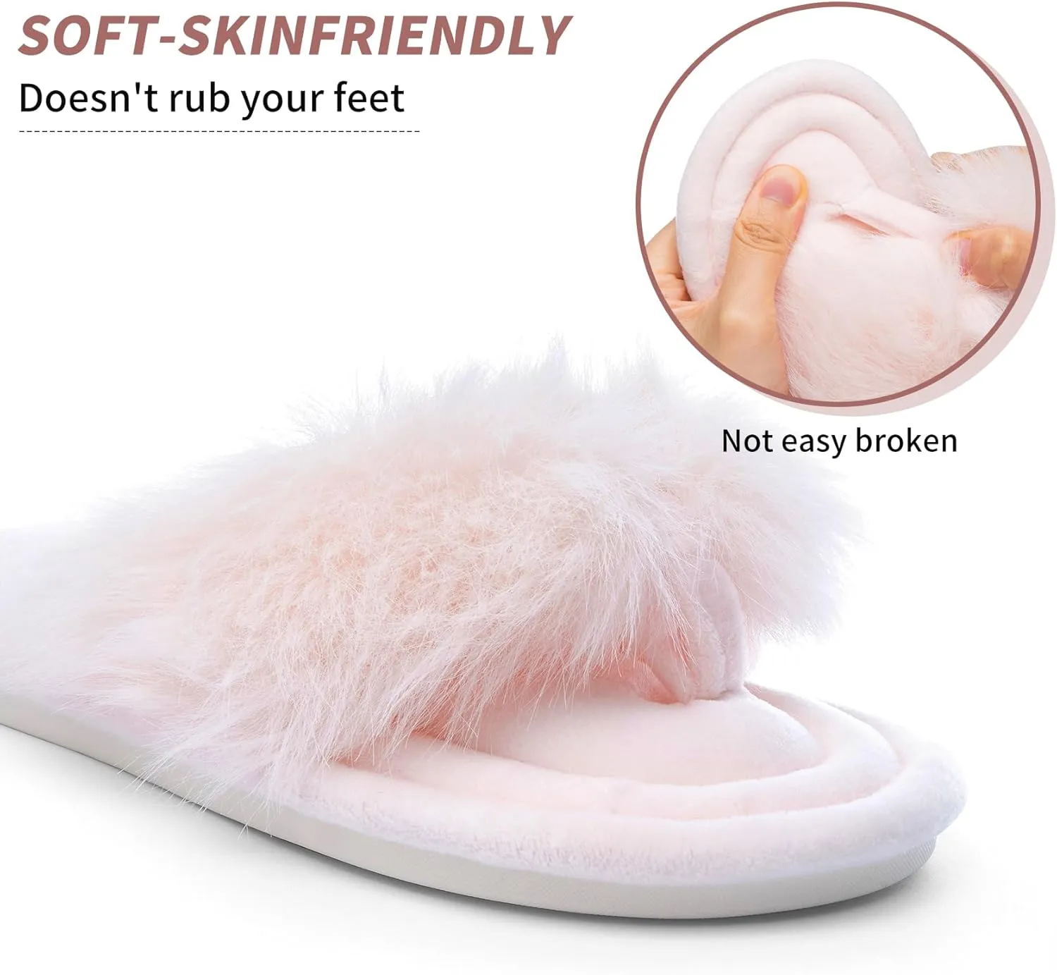 Womens Fuzzy Slippers with Box Memory Foam Soft Gifts for Women Mom Ladies Open Toe Fluffy Faux Fur Flip Flop Thong Slippers Bedroom Indoor Slides Shoe Birthday Valentines