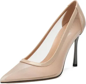 Womens Heeled Pumps, Pointed Stiletto Heels Shoes for Women, Sexy Mesh Upper High Heel Dressy Shoes 3.5"