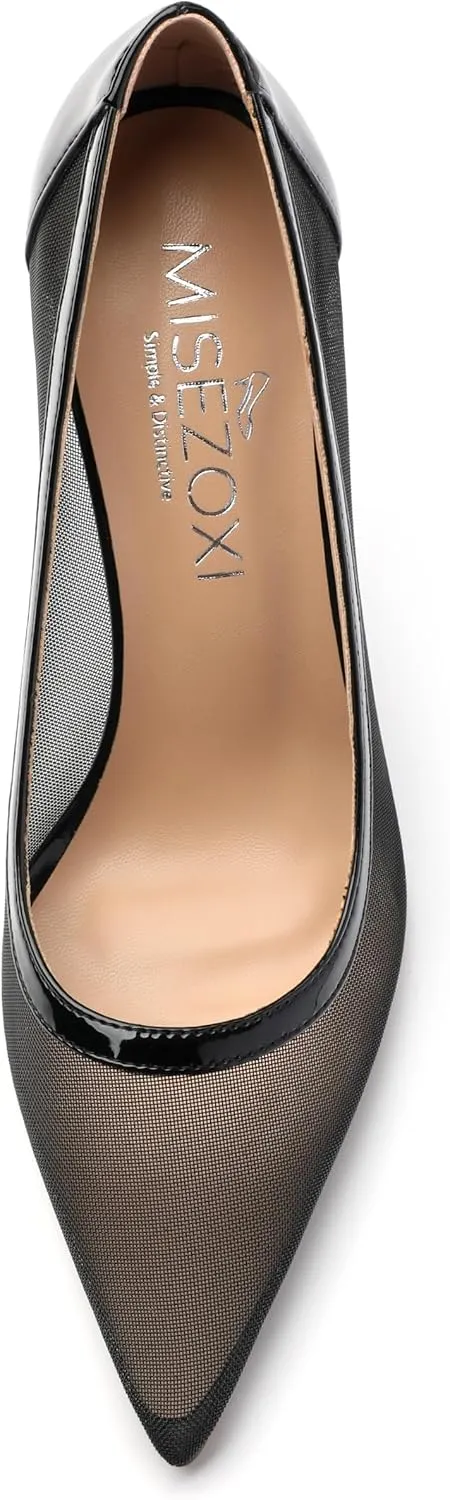 Womens Heeled Pumps, Pointed Stiletto Heels Shoes for Women, Sexy Mesh Upper High Heel Dressy Shoes 3.5"