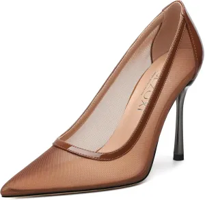 Womens Heeled Pumps, Pointed Stiletto Heels Shoes for Women, Sexy Mesh Upper High Heel Dressy Shoes 3.5"