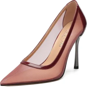 Womens Heeled Pumps, Pointed Stiletto Heels Shoes for Women, Sexy Mesh Upper High Heel Dressy Shoes 3.5"